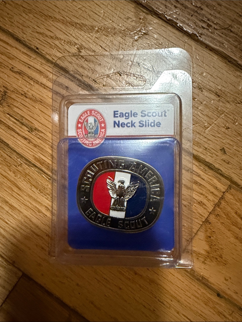 Eagle Scout Neck Slide in Red, White & Blue - Offical Eagle Engraved Metal - NWT
